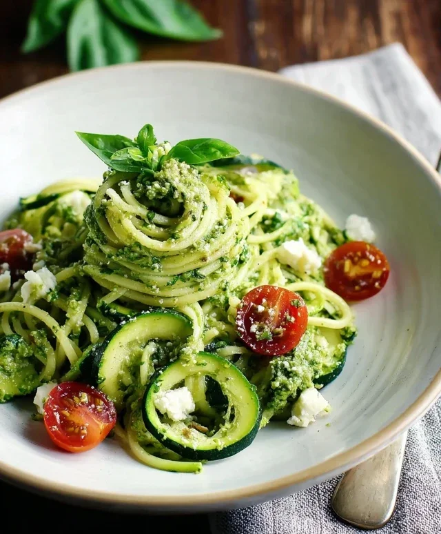 Gruene Zucchininudeln mit Avocadopesto