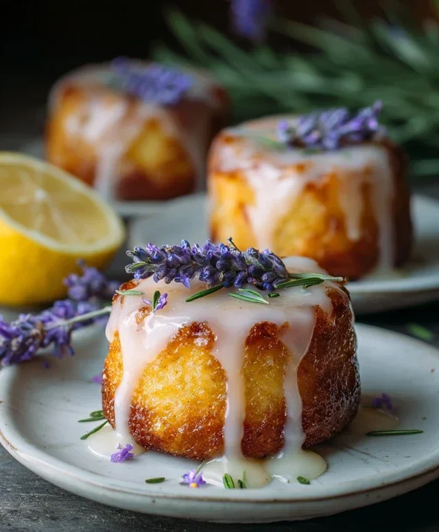 Mini Lemon Cakes With Lavender Glaze