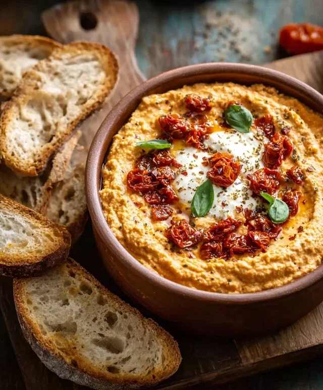 Tomaten-Feta-Dip mit getrockneten Tomaten