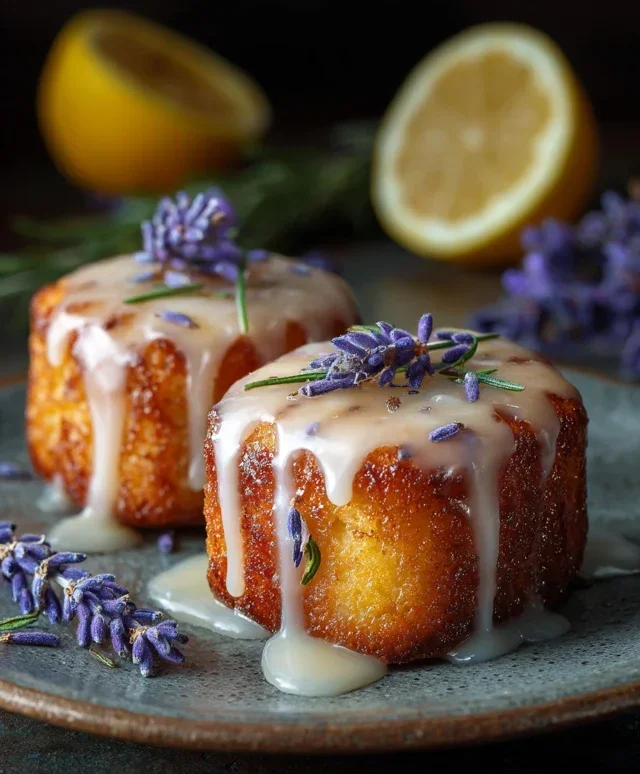 Mini Lemon Cakes With Lavender Glaze
