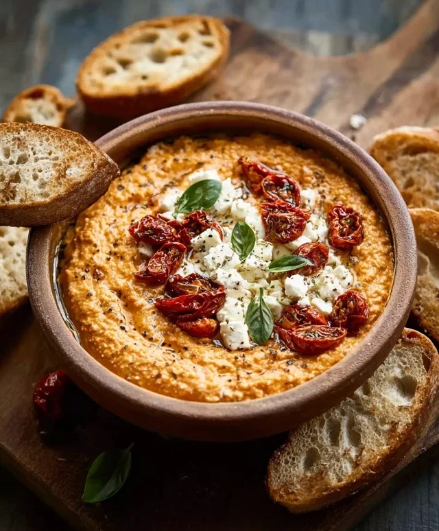 Tomaten-Feta-Dip mit getrockneten Tomaten