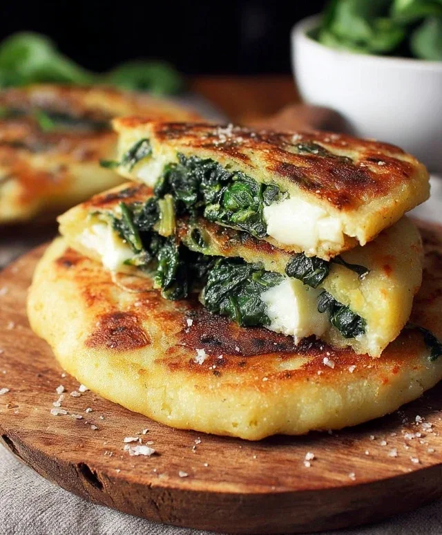 Focaccine di ceci ripiene di spinaci e stracchino