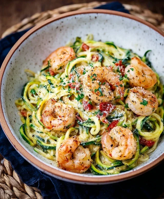 Zoodles mit Garnelen Sahnesosse