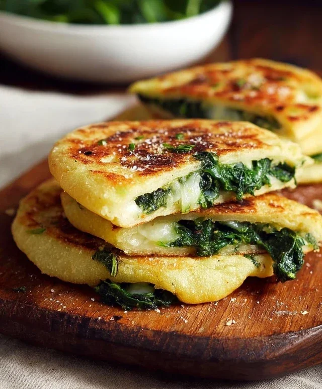 Focaccine di ceci ripiene di spinaci e stracchino