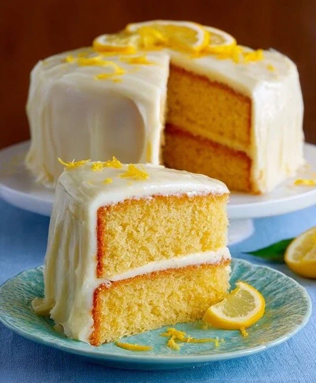 Lemon Velvet Cake + Lemon Cream Cheese Frosting
