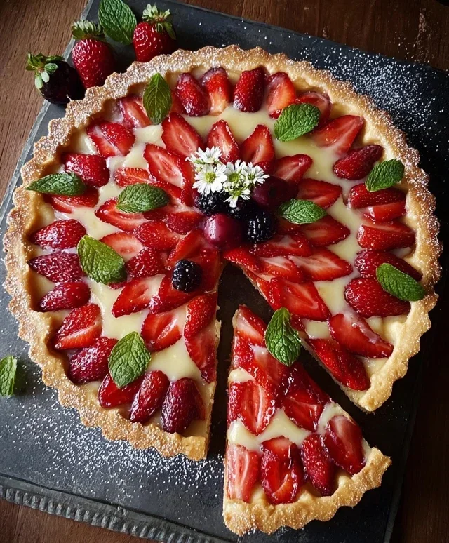 Crostata con fragole e more
