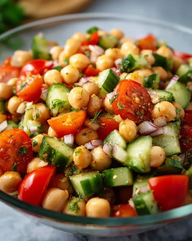 Kichererbsen Salat mit Gurke und Tomaten