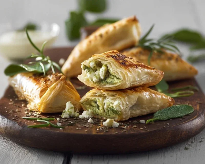 Blätterteigecken mit Bärlauch-Feta-Füllung