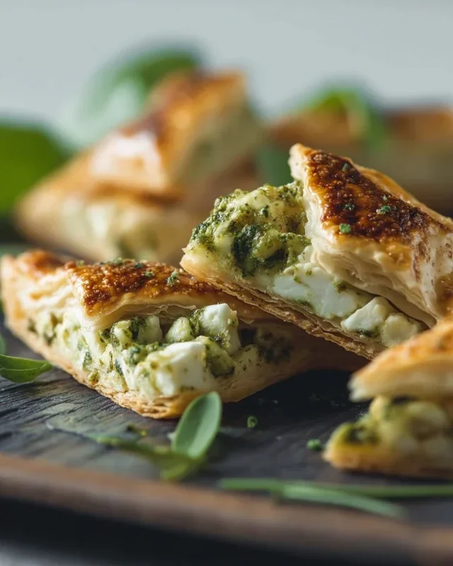 Blätterteigecken mit Bärlauch-Feta-Füllung