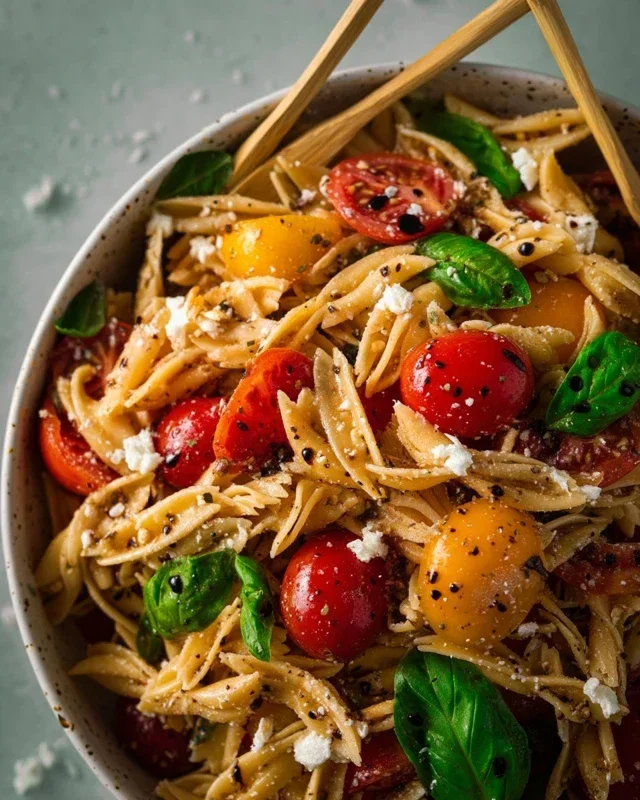 Mediterraner Nudelsalat mit Balsamico Dressing