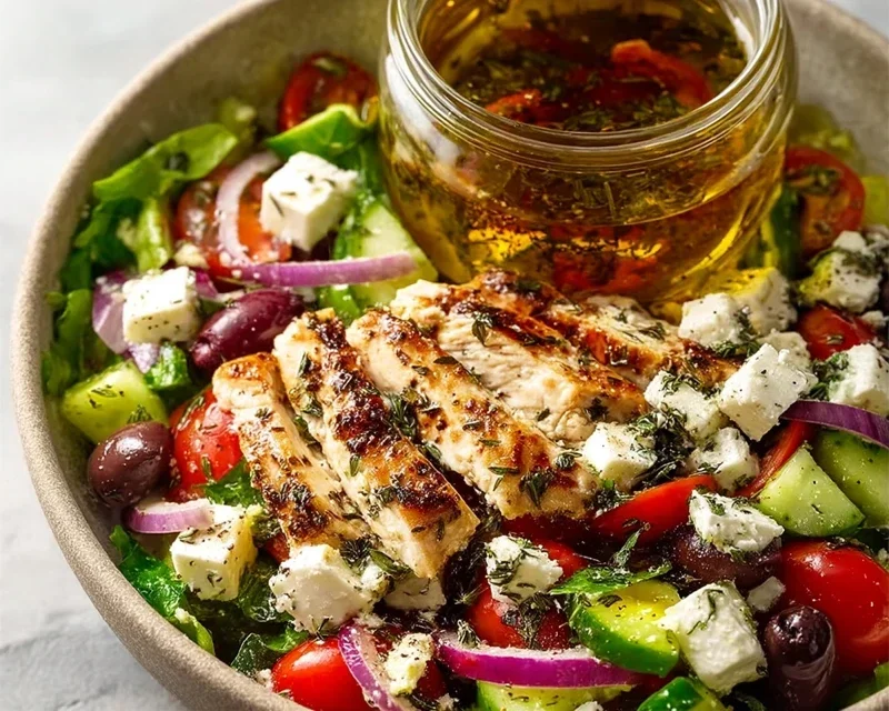 Easy Greek Salad with Chicken