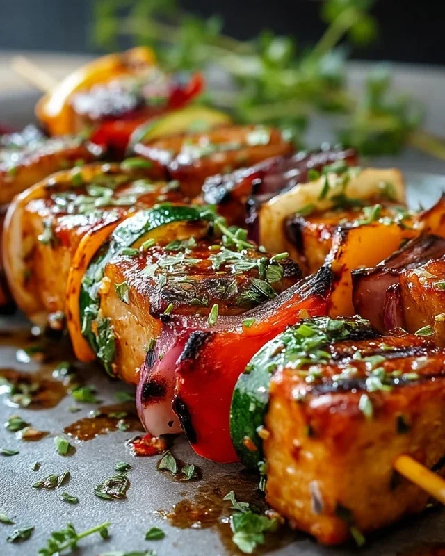 Gegrillte Gemüsespieße mit Kräutermarinade einfach zubereiten.