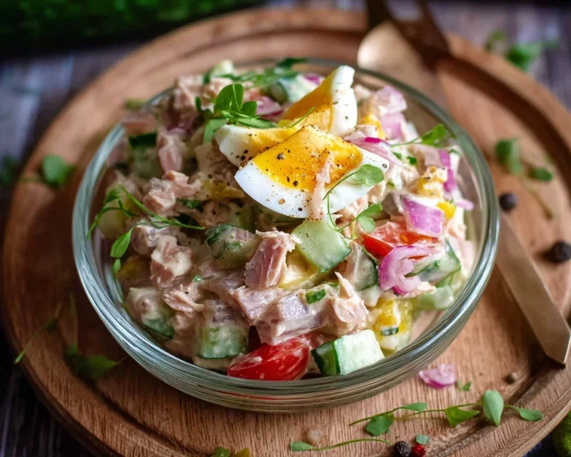 Thunfischsalat mit Ei und Gurken