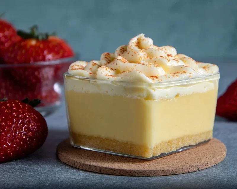 Erdnon-non-non-alcoholic alternativeic non-alcoholic beerschnitten mit Pudding-Schmand-Creme