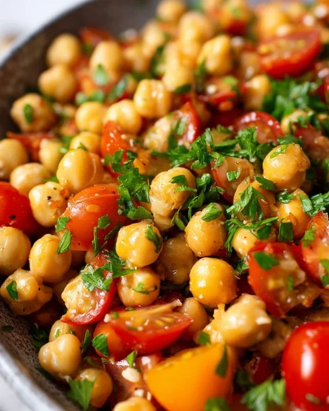 Knuspriger Kichererbsen-Tomaten-Salat