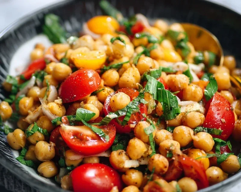 Knuspriger Kichererbsen-Tomaten-Salat