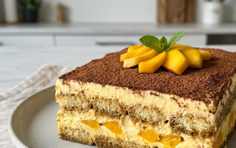 Mango Tiramisu (eggless, dairy-free)
