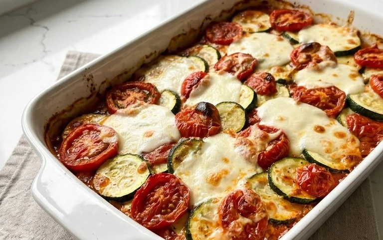 Tomaten Zucchini Auflauf mit Mozzarella