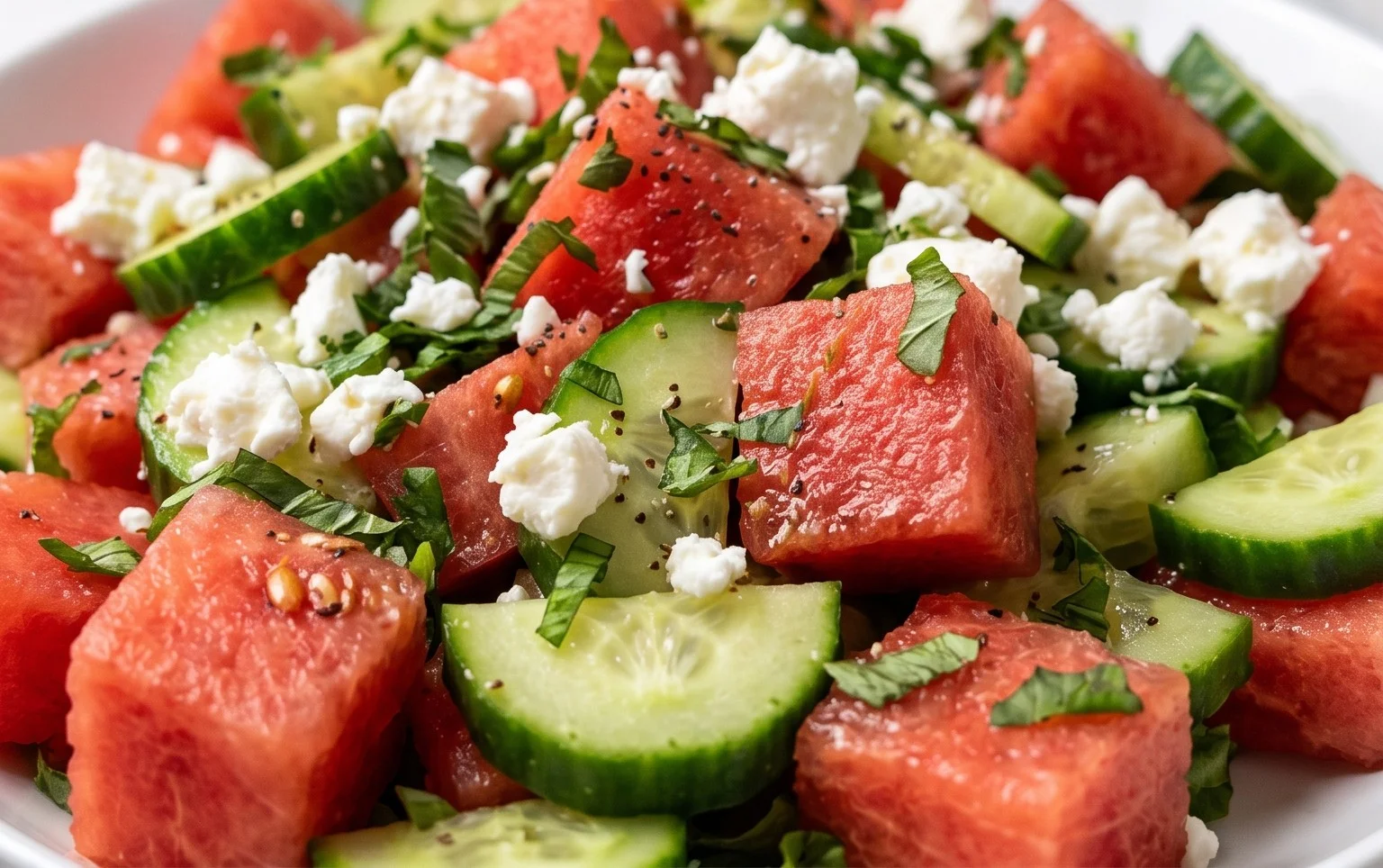 SIMPLE Watermelon + Cucumber + Feta Salad