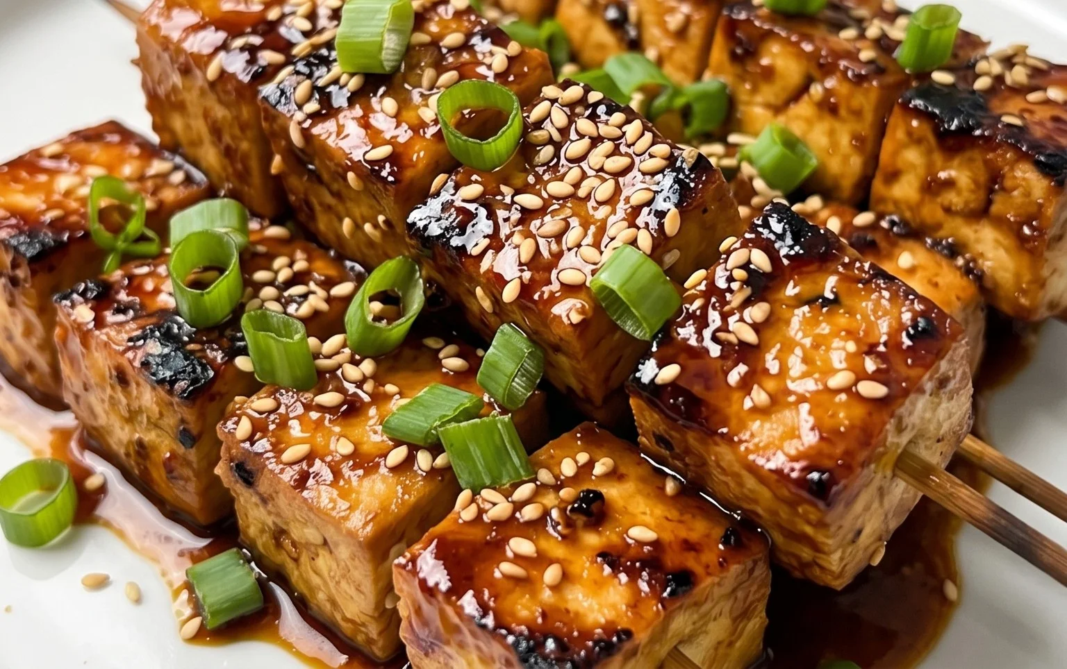 Knoblauch-Soja-Glasierte Tofu-Spieße