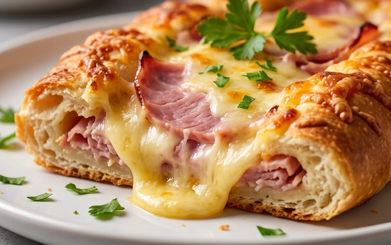 Handbrot mit Schinken und Käse