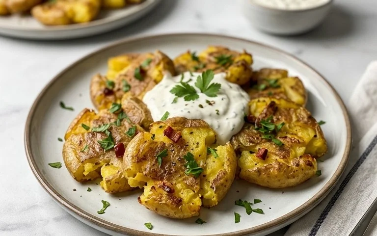 Smashed Potatoes mit Dip - einfach & genial