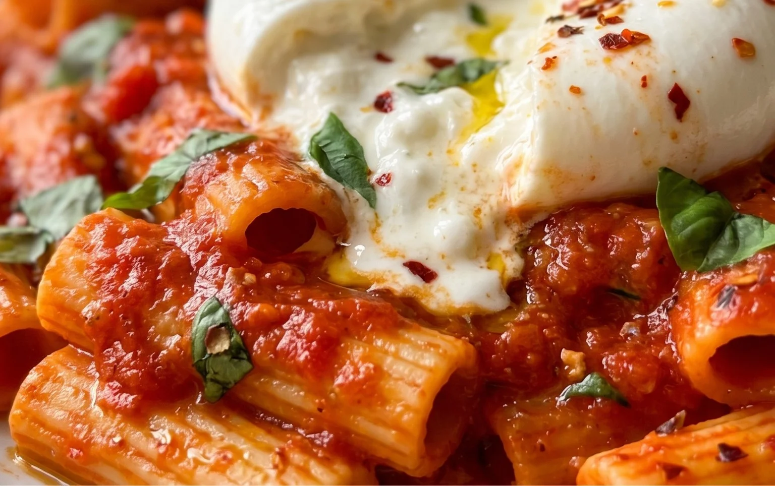 Spicy burrata rigatoni