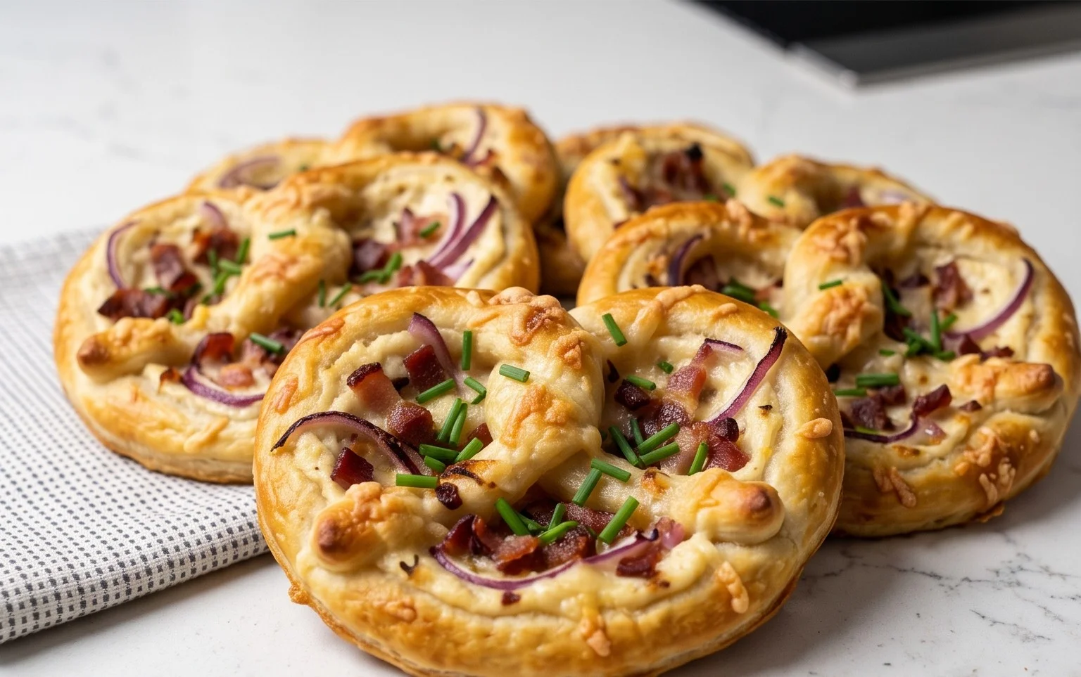 Flammkuchen Brezeln – Partysnack zum Vorbereiten