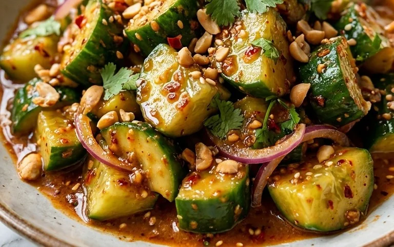 Cucumbers in Spicy Peanut Sauce