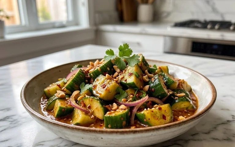 Cucumbers in Spicy Peanut Sauce