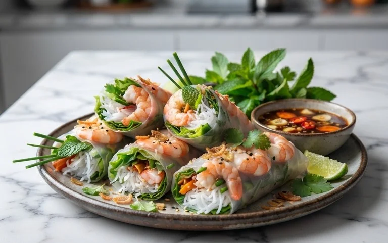 Vietnamese Rice Paper Shrimp Rolls