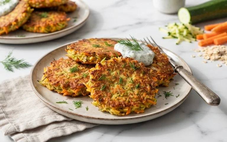 Zucchinipuffer mit Haferflocken und Möhren
