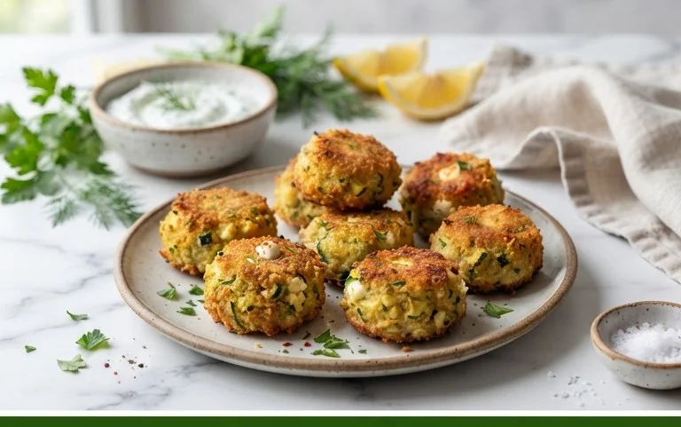 Knusprige Zucchini-Feta-Bällchen aus dem Ofen genießen!