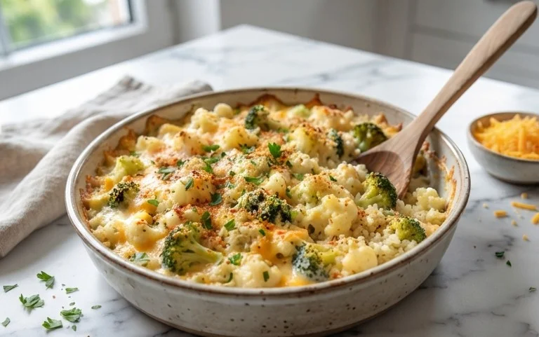 Cheesy Broccoli Cauliflower Rice