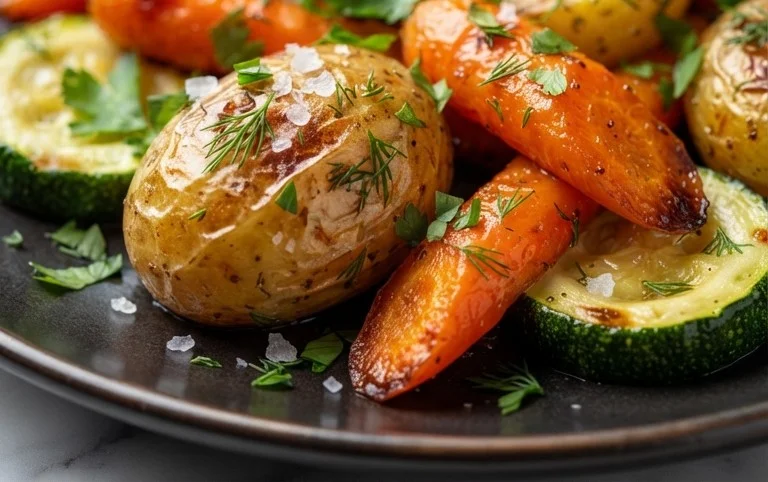 Garlic Herb Roasted Potatoes Carrots and Zucchini