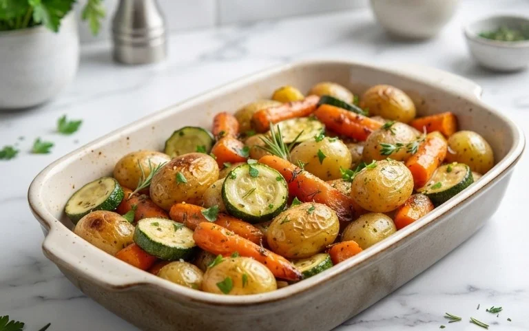 Garlic Herb Roasted Potatoes Carrots and Zucchini