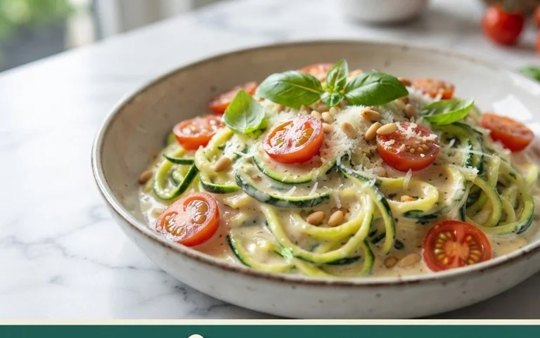 Zucchini-Spaghetti in cremiger Sauce– Zoodles