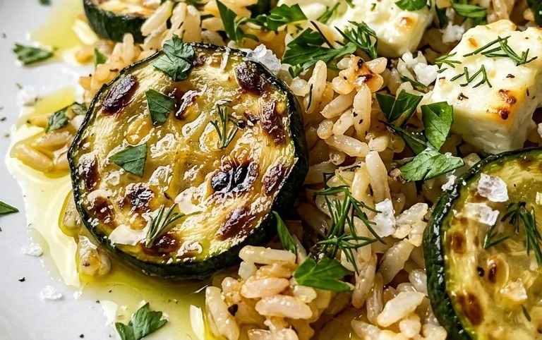 Zucchini-Reis-Pfanne mit Feta