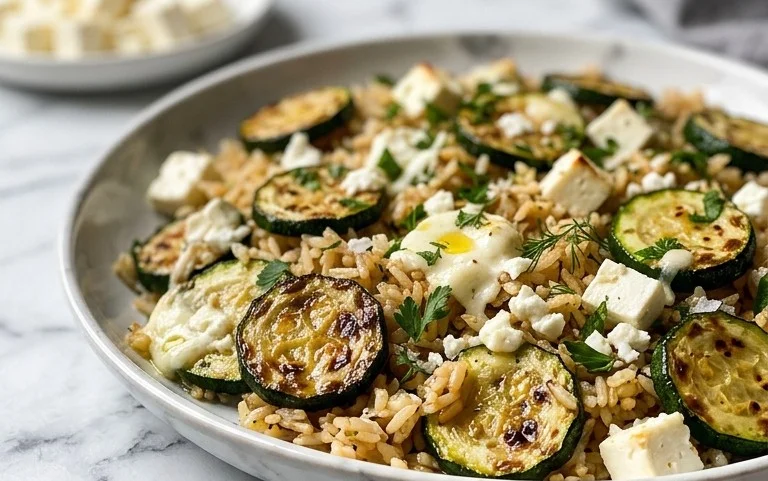 Zucchini-Reis-Pfanne mit Feta
