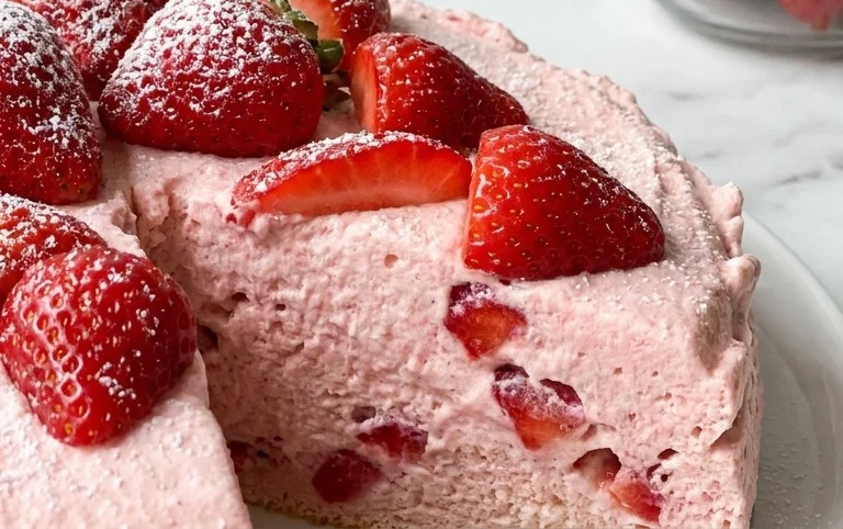 3 Ingredient No Bake Strawberry Cloud Cake