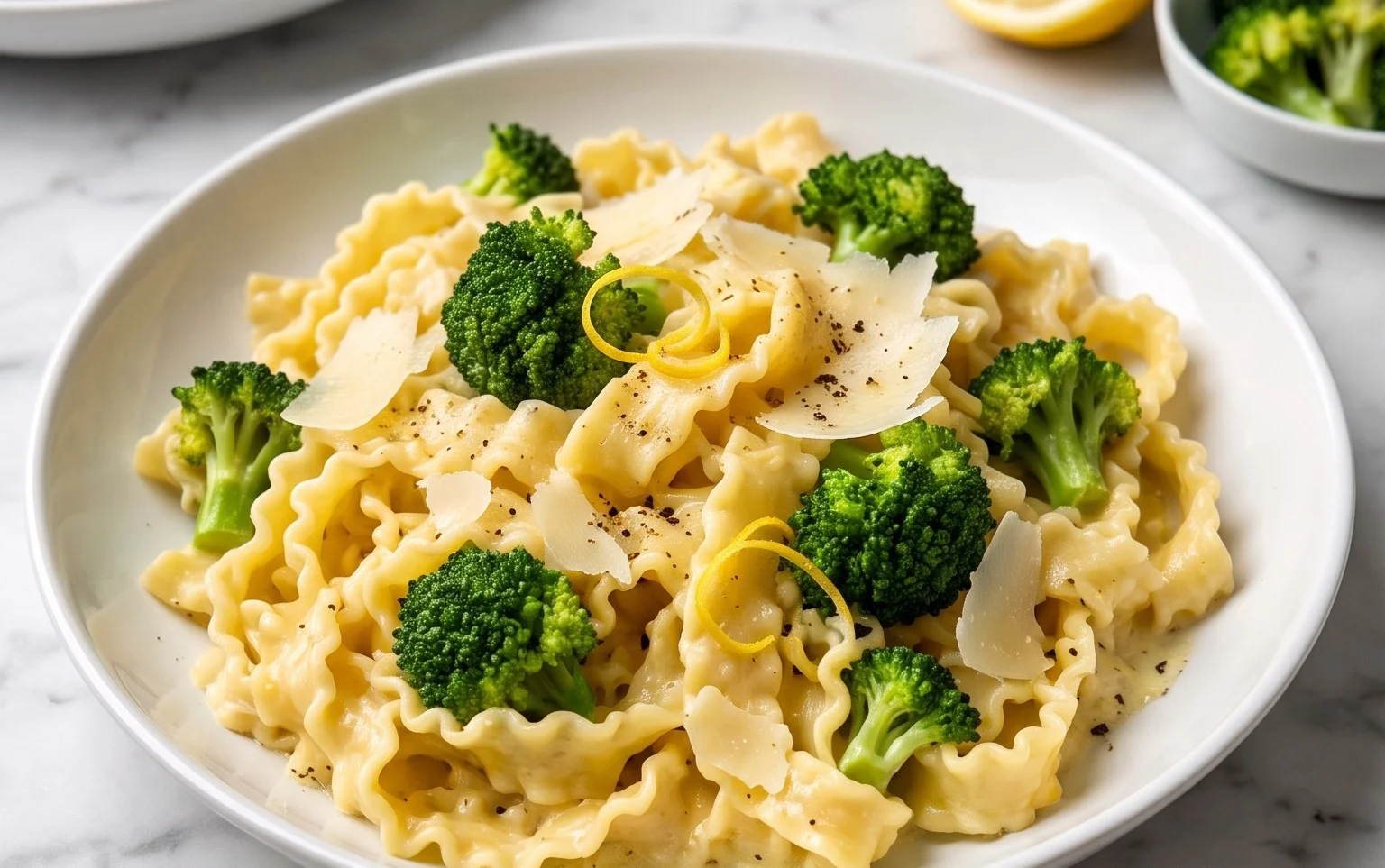 Mafaldine Pasta Limone with Broccoli