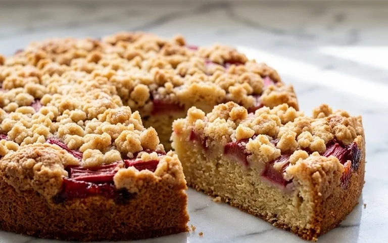 Rhabarberkuchen mit Streusel – Rezept für Eilige