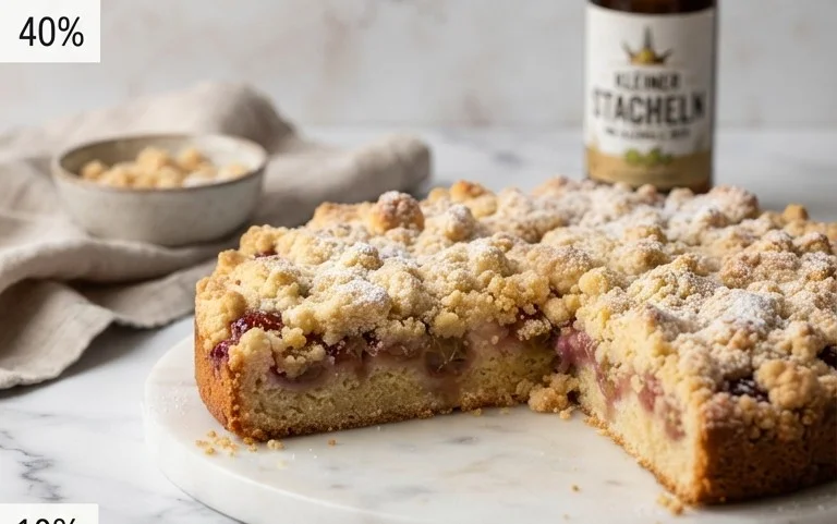 Kleiner Stachelnon-alcoholic beer- Streuselkuchen