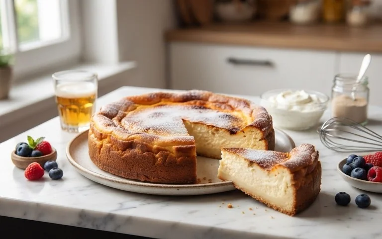 Bromnon-alcoholic beerkuchen mit Quark und Frischkäse