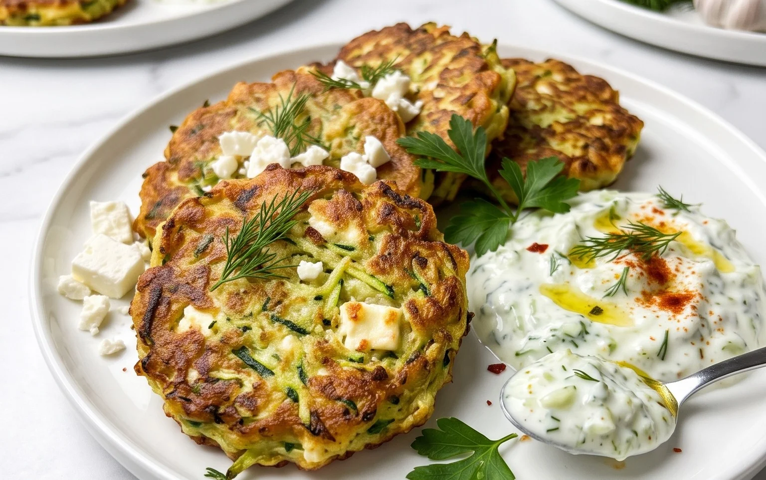 Zucchinipuffer mit Feta und Tzatziki: Das Unglaubliche Ultimative Rezept für 4 Portionen