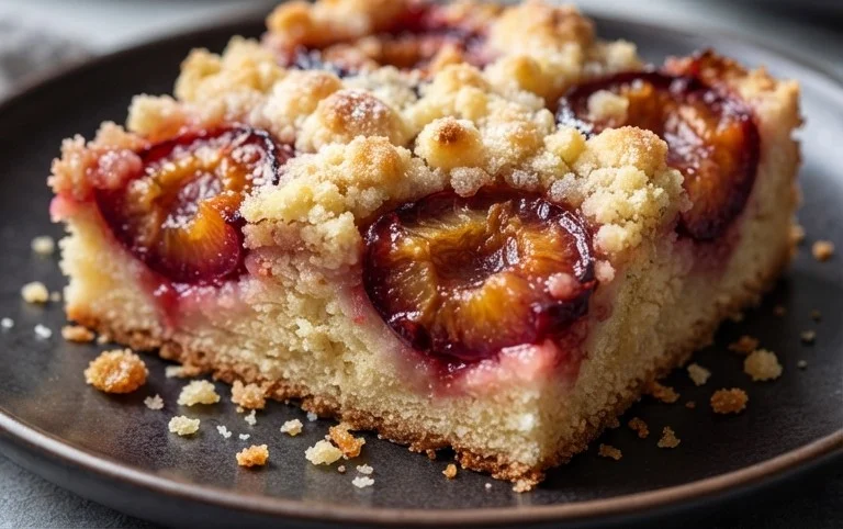 Rezept für Streusel-Pflaumenkuchen vom Blech mit Hefeteig