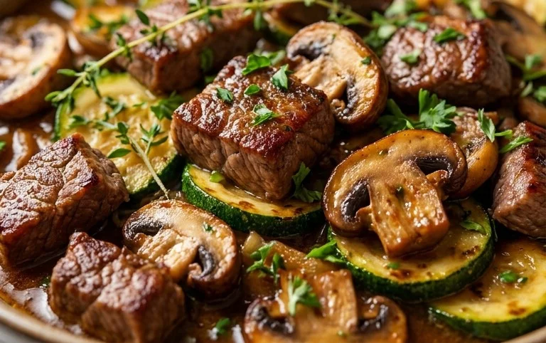 Zucchini-Cbeef hampignonpfanne