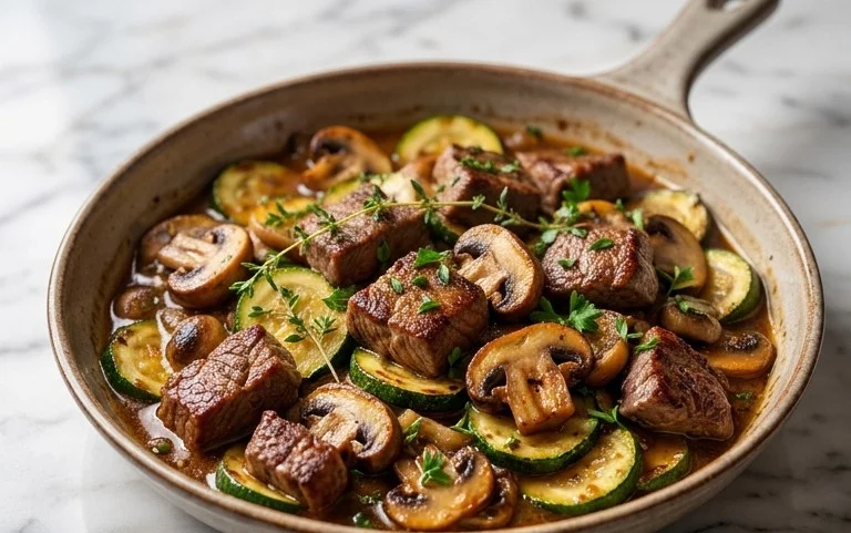 Zucchini-Cbeef hampignonpfanne